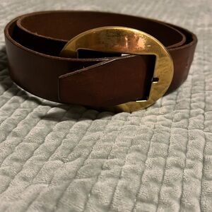 Dolce Gab. brown belt with large gold buckle. Medium 34. On eBay for over 400$